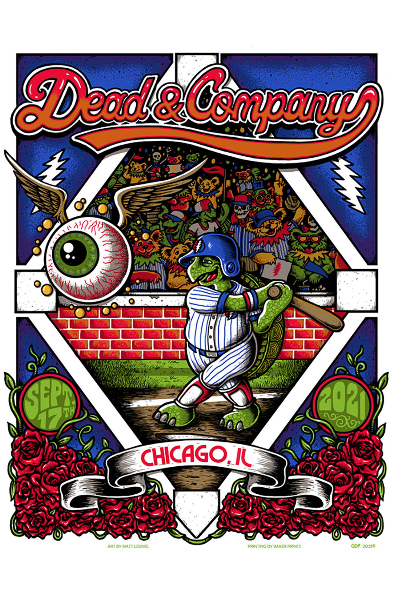 Pôster de Dead & Company: 2021-09-17 Wrigley Field, Chicago, IL