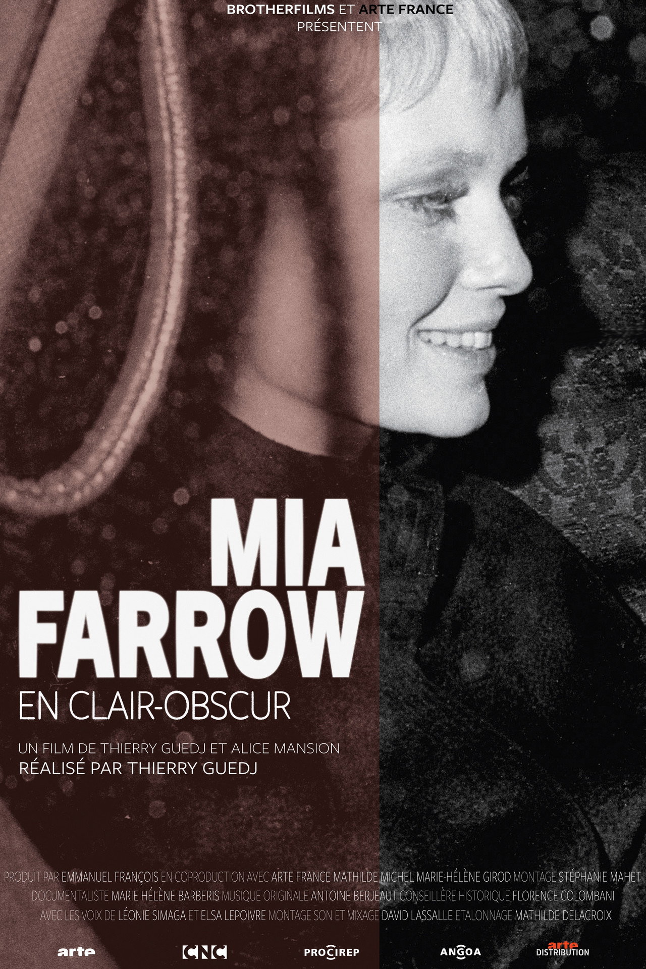 Pôster de Mia Farrow, en clair-obscur