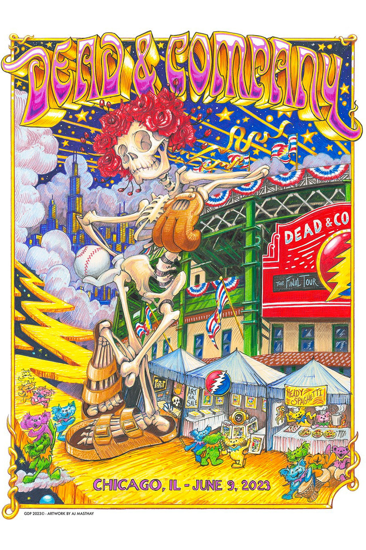 Pôster de Dead & Company: 2023-06-09 Wrigley Field, Chicago, IL, USA