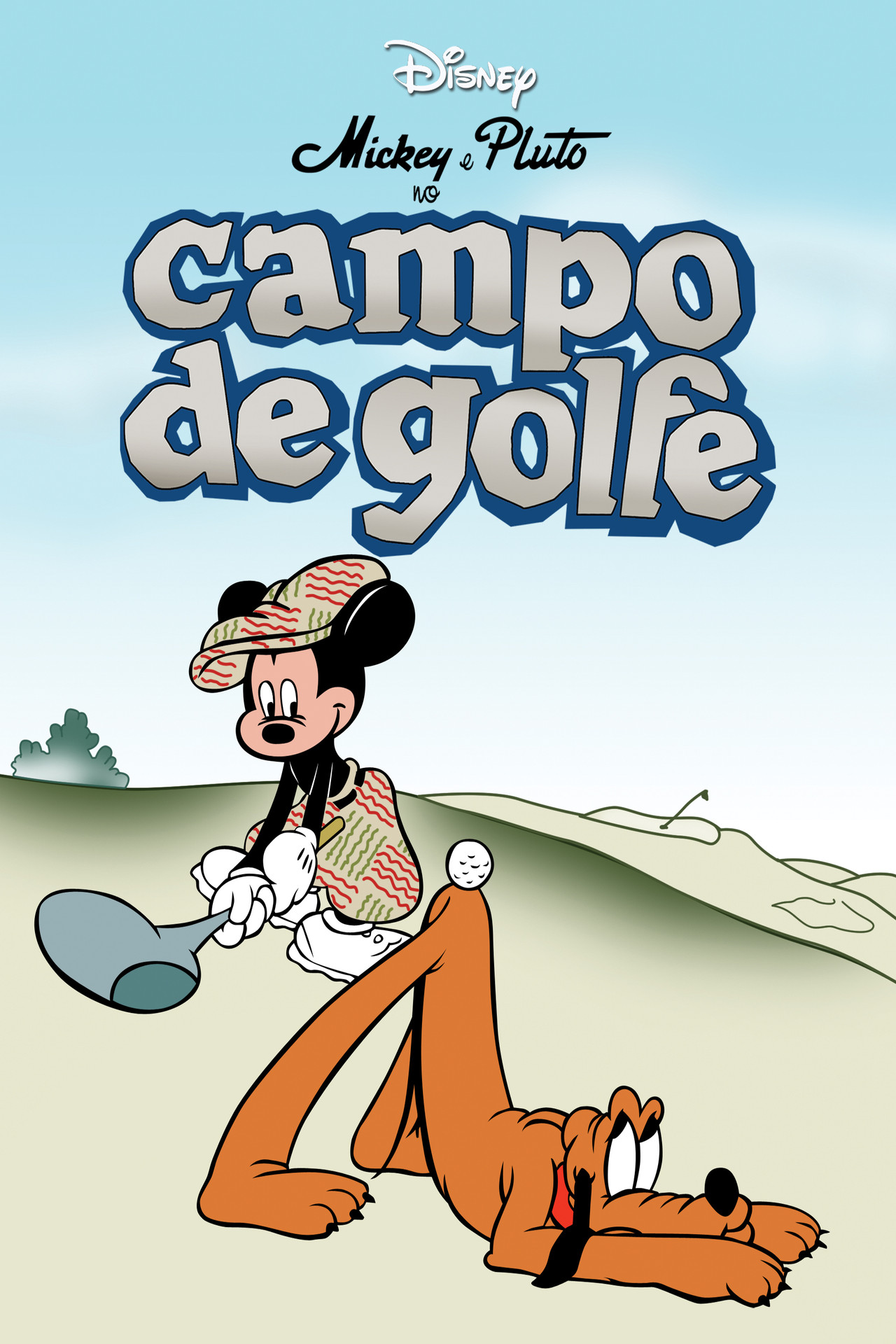 Pôster de Mickey e Pluto no Campo de Golfe