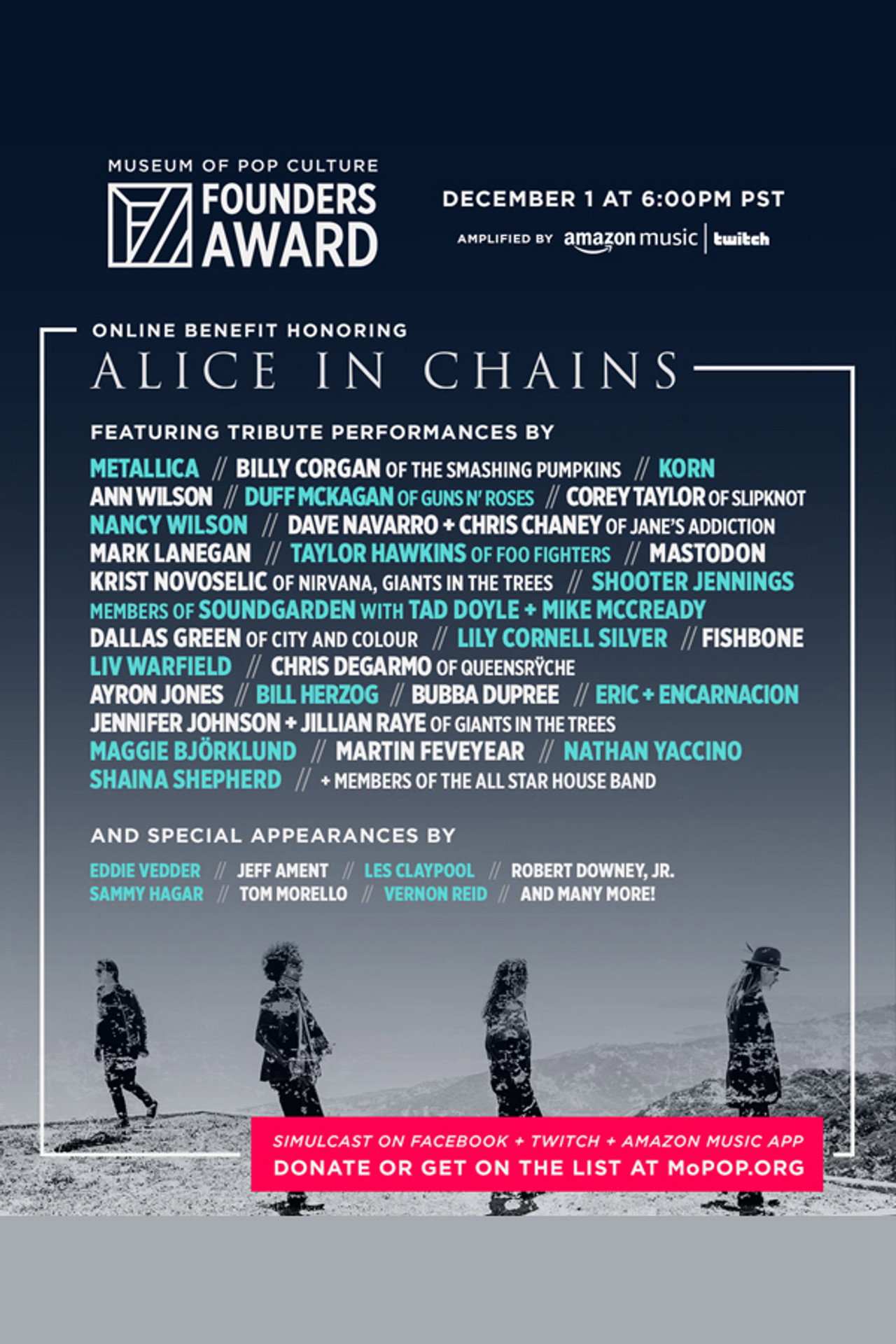 Pôster de MoPOP Founders Award 2020 Honoring Alice in Chains