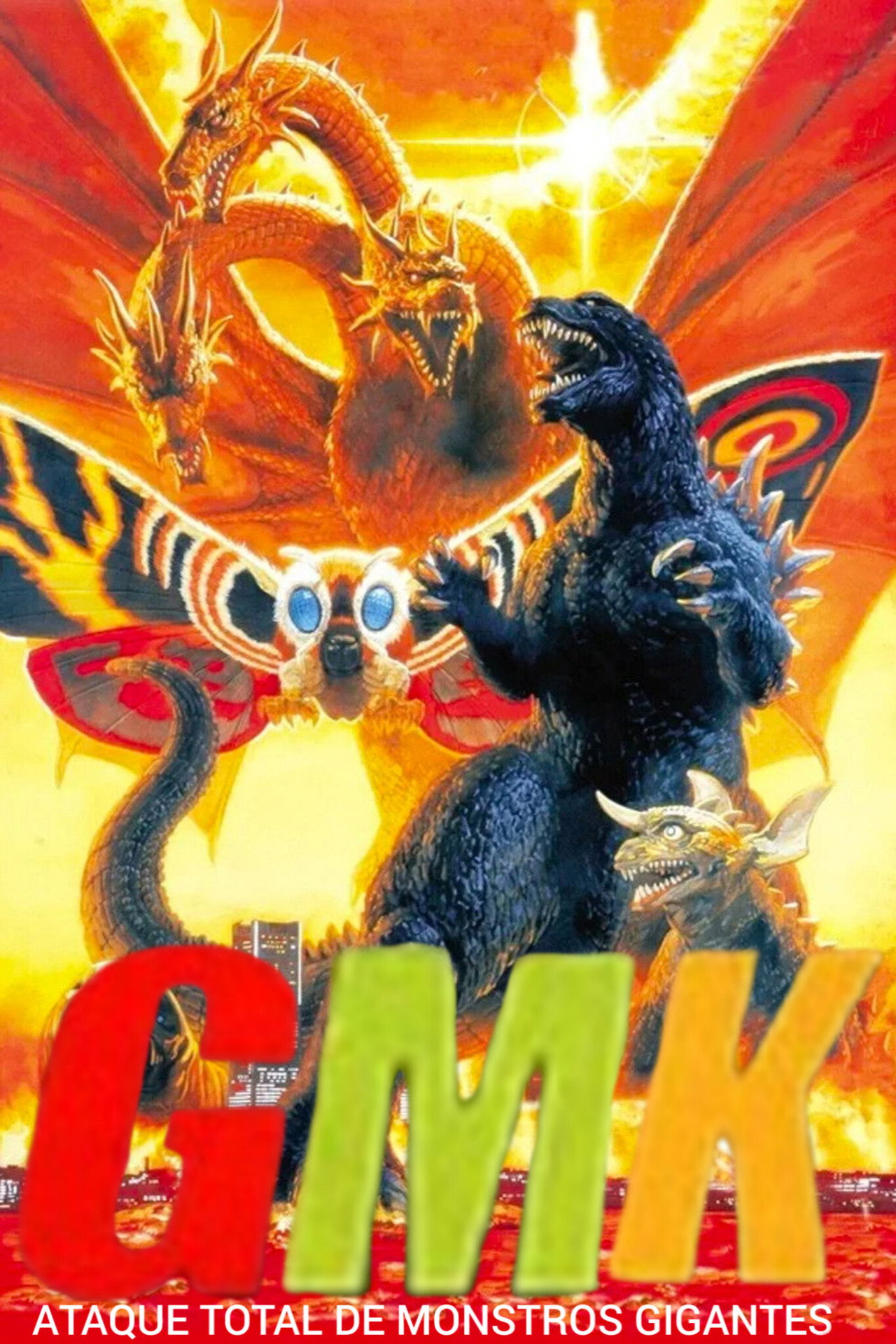Pôster de Godzilla, Mothra e King Ghidorah: Ataque Total de Monstros Gigantes (GMK)